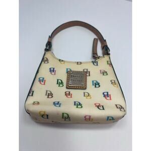 Dooney & Bourke Itsy Bitsy Ivory Multi-Color SIG Coated Canvas Zip MIni Handbag